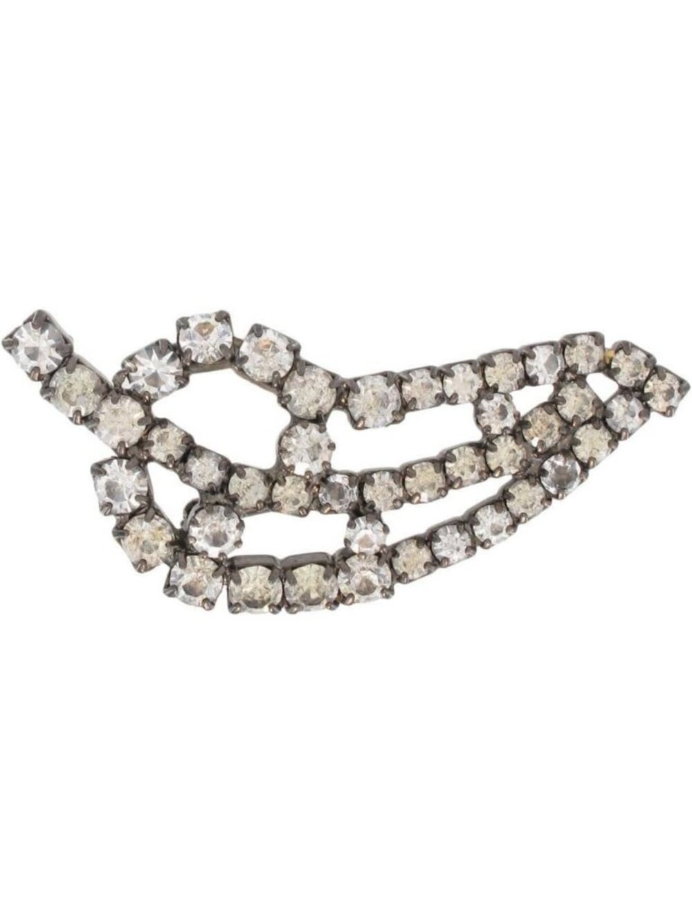 Vintage Clear Rhinestone Fall Leaf Brooch Pin - Chic Silver Tone Fashion